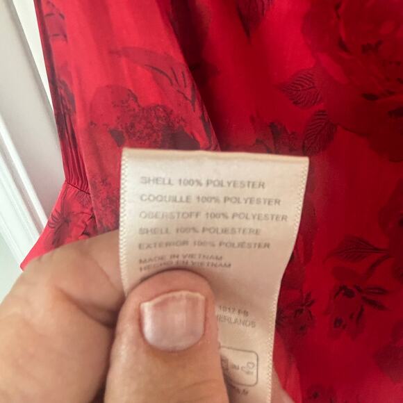 Free people floral one-shoulder satin top Red medium holiday whimsygoth sexy - Picture 6 of 9